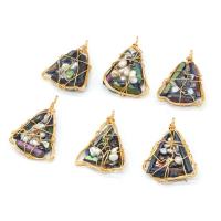 Freshwater Pearl Pendants Iron with Freshwater Pearl Triangle mixed colors Sold By PC