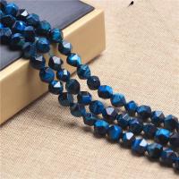 Tiger Eye Beads, Runde, Star Cut Faceted & du kan DIY, blå, Solgt Per 38 cm Strand