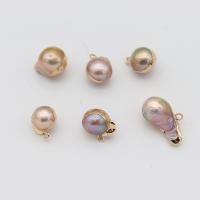 Ciondoli perle d'acqua dolci, perla d'acquadolce coltivata naturalmente, with ottone, placcato color oro, gioielli di moda & DIY, 8x16-10x18mm, Venduto da PC