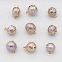 Pendentifs perles d'eau douce, perle d'eau douce cultivée, avec laiton, Placage de couleur d'or, bijoux de mode & DIY, 8x16-10x18mm, Vendu par PC