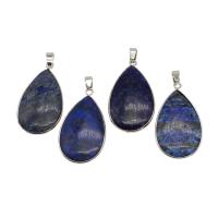 Lapis lazuli Medálok, Sárgaréz, -val Lazurit, Könnycsepp, kék, 40x23x7mm, Által értékesített PC