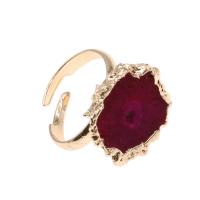 Agate Finger Ring Brass with Agate Adjustable & druzy style & for woman Sold By PC
