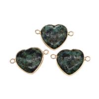 Connecteur de pierre gemme, laiton, avec pierre gemme, coeur, plus de couleurs à choisir, 21x29x5mm, Vendu par PC