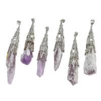 Quartz Gemstone Pendants Brass with Amethyst mixed colors Sold By PC