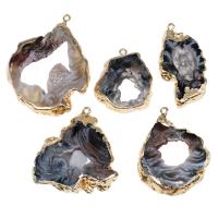 Natural Agate Druzy Pendant Brass with Agate mixed colors Sold By PC