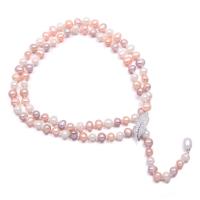 Natural Freshwater Pearl Necklace with Zinc Alloy silver color plated fashion jewelry & with rhinestone 8-9mm Sold Per 29.53 Inch Strand