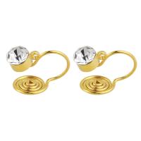 Brass Clip On Earring Finding Unisex & faceted & with rhinestone golden 13mm Sold By PC