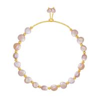 Plastic Pearl Bracelet with Zinc Alloy gold color plated adjustable & for woman Length Approx 6-9 Inch Sold By PC