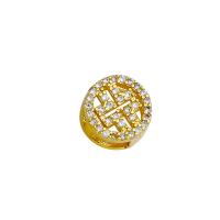 Brass Slide Charm 18K gold plated DIY & micro pave cubic zirconia & hollow nickel lead & cadmium free Sold By PC