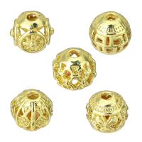 Zinc Alloy Hollow Beads Round real gold plated Approx 3mm Sold By PC