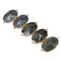 Gemstone Connector Brass with Labradorite Oval faceted mixed colors Sold By PC