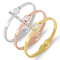 Bracelete de aço inoxidável, with concha branca, banhado, joias de moda & com strass, Mais cores pare escolha, 48x4x57mm, vendido por PC
