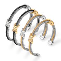 Stainless Steel Cuff Bangle plated fashion jewelry & with rhinestone Length 58 mm Sold By PC