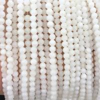Porcelanowe białe koraliki, Shell Pearl, Koło, obyty, DIY & różnej wielkości do wyboru, biały, sprzedawane na około 15 cal Strand