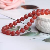 Natural Red Agate Beads, Round, DIY & different size for choice & gold accent & frosted, red, Sold Per Approx 15.35 Inch Strand