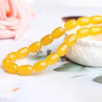 Naturlige gule Agate perler, Gul Agate, Drum, du kan DIY & forskellig størrelse for valg, gul, Solgt Per Ca. 15 inch Strand