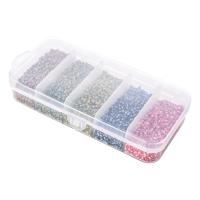 Regnbue glas frø perler, Glasperler, du kan DIY & forskellige stilarter for valg, blandede farver, nikkel, bly & cadmium fri, 125x60x25mm, Ca. 4500pc'er/Box, Solgt af Box