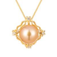 925 Sterling Stříbrný perlový náhrdelník, Akoya kultivované perly, s 925 Sterling Silver, micro vydláždit kubické zirkony & pro ženy, zlatý, 10-11mm, Délka Cca 15.75 inch, Prodáno By PC