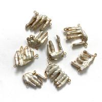 Freshwater Pearl Pendants with Zinc Alloy Comb gold color plated DIY white 15x30- Sold By Bag