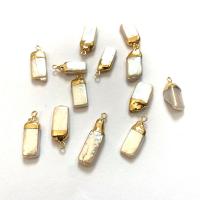 Freshwater Pearl Pendants with Zinc Alloy Rectangle gold color plated DIY white 10x20- Sold By Bag
