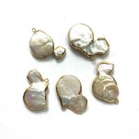 Freshwater Pearl Pendants with Zinc Alloy gold color plated DIY white 18x30- Sold By Bag