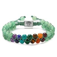 Gemstone Woven Ball Bracelets handmade Double Layer & Unisex 6mm Length Approx 6.5-9.5 Inch Sold By PC