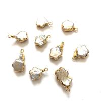 Freshwater Pearl Pendants with Zinc Alloy gold color plated fashion jewelry white 10x15- Sold By Bag