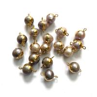 Freshwater Pearl Connector with Zinc Alloy Round gold color plated DIY Sold By Bag