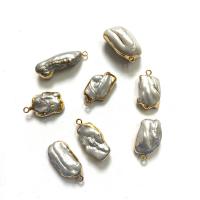 Freshwater Pearl Pendants with Zinc Alloy irregular gold color plated fashion jewelry white 6x20- Sold By Bag