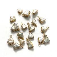 Freshwater Pearl Pendants with Zinc Alloy gold color plated fashion jewelry white 6x10- Sold By Bag