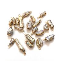 Sladkovodní Pearl Přívěsky, s Zinek, barva pozlacený, módní šperky, 3x10-10x35m, 5PC/Bag, Prodáno By Bag