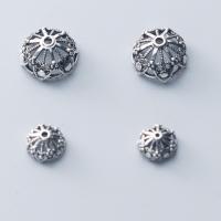 925 sidabro karoliukas Cap, 925 Sterling Silver, Gėlė, skirtingo dydžio pasirinkimo & tuščiaviduris, sidabras, Pardavė PC