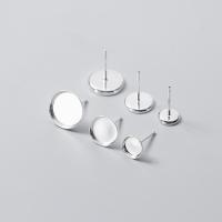 925 Sterling Silver Earring Stud Component, different size for choice, silver color, Sold By Pair