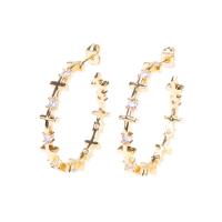 Cubic Zirconia Micro Pave Brass Earring gold color plated micro pave cubic zirconia & for woman nickel lead & cadmium free 6mm Sold By Pair