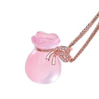 Quartz Gemstone Pendants Rose Quartz Money Bag pink Sold By PC