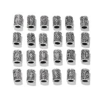Zinc Alloy Large Hole Bead antique silver color plated DIY & with letter pattern nickel lead & cadmium free Sold By Set