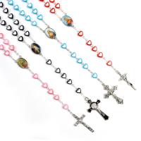 Rosary Necklace Acrylic with Zinc Alloy Crucifix Cross Unisex Sold By PC