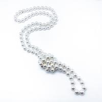 Perlas de vidrio collar, para mujer, Blanco, longitud 120 cm, Vendido por UD