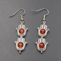 Agate Earring Zinc Alloy with Red Agate for woman mixed colors Sold By Pair