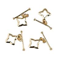 Brass zapínáním, Mosaz, 18K pozlacené, módní šperky & DIY, zlatý, 12.5mm,20mm, 10PC/Bag, Prodáno By Bag