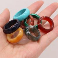 Gemstone Finger Ring, Edelsteen, Donut, verschillende binnendiameter voor de keuze & uniseks, gemengde kleuren, 8mm, 12pC's/box, Verkocht door box