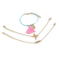 Zinc Alloy Bracelet Set bracelet with Polyester with 1.97 extender chain gold color plated three pieces & fashion jewelry Length 19 cm Sold By Set