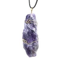Amethyst Pendant with Brass gold color plated fashion jewelry purple 45-65mm Sold By PC