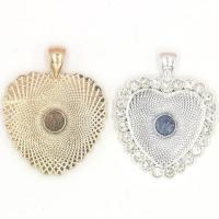 Zinc Alloy Pendant Cabochon Setting Heart plated with rhinestone nickel lead & cadmium free 25mm Sold By PC