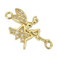 Cubic Zirconia Micro Pave Brass Connector, Fairy, gold color plated, micro pave cubic zirconia, 21.50x13x2mm, Hole:Approx 1.5mm, Sold By PC