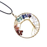Tree Of Life Pendants Zinc Alloy with Natural Gravel mixed colors 50mm Sold By PC