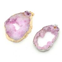 Natural Agate Druzy Pendant Ice Quartz Agate with Brass irregular plated druzy style & Unisex - Sold By PC