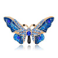 Rhinestone Brooch Zinc Alloy Butterfly gold color plated enamel & with rhinestone nickel lead & cadmium free Sold By PC