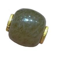 Hetian Jade Beads with Brass gold color plated DIY green nickel lead & cadmium free Sold By PC