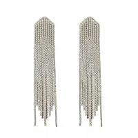 Zinc Alloy Tassel Earring platinum plated for woman & with rhinestone nickel lead & cadmium free Sold By Pair